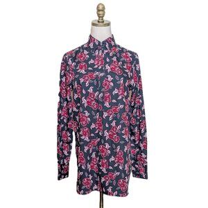 Lands' End No Iron Cotton Popover Tunic Women's Size 6T Floral Preppy Boho